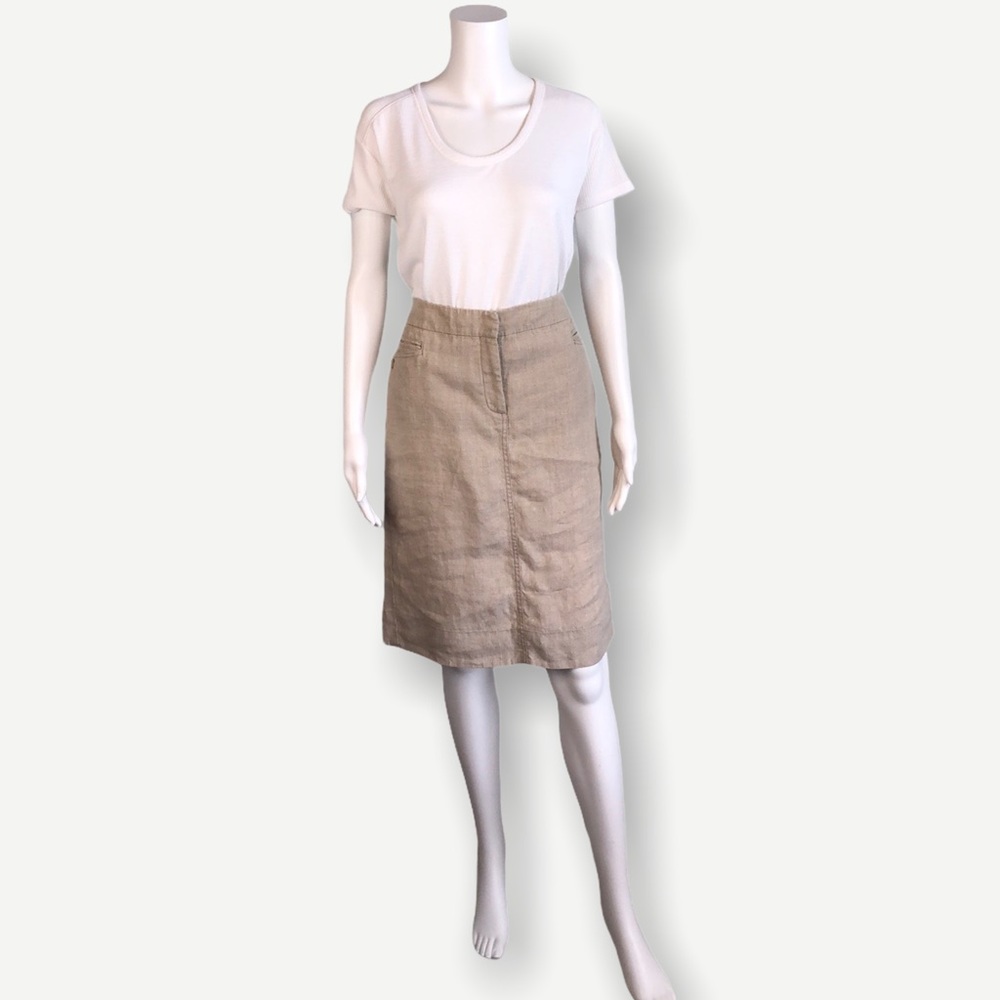 Eileen Fisher Khaki Linen Skirt